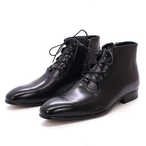 Zapatos de Vestir de Cuero con Cordones y Tacón Alto de Diseñador, Botines de Punta Puntiaguda Impermeables y Lujosos para Hombre, Otoño/Invierno/Verano - Product Image 1