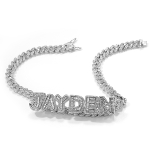 Collana Choker Hip Hop <span class=keywords><strong>Personalizzata</strong></span> con <span class=keywords><strong>Nome</strong></span>, Catena Cubana 9mm in Ottone con Zirconia, Placcata in Oro 18K - Product Image 2