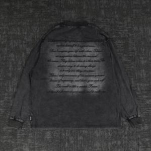 เสื้อยืดแขนยาวทรงโอเวอร์ไซส์สไตล์วินเทจแบบซักล้างสำหรับผู้ชาย สไตล์อเมริกัน Y2K ทรงบ็อกซี่ ผ้าฝ้ายเนื้อหนา ขายส่งแบบกำหนดเองได้ - Product Image 5