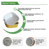 Square Aluminum Foil Container Anti-deform Edge Disposable Takeaway Meal Prep Foil Box