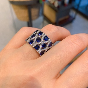 <b>Dainty</b> Jewelry Eco-friendly Copper Micro Pave Multi Colorful Zircon 3 Layered CZ Eternity <b>Rings</b> Tarnish Free for Women - Product Image 4