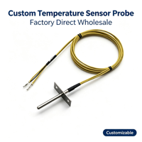 Sonde de température à montage sur bride, thermocouple de type K personnalisé avec câble en fibre de verre, vente en gros d'usine OEM ODM