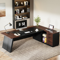 Bureau de direction en forme de L moderne en bois Tribesigns 2024 avec armoires pour le mobilier de bureau commercial et domestique