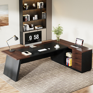 <span class=keywords><strong>Escritorio</strong></span> Ejecutivo Moderno en Forma de L <span class=keywords><strong>Tribesigns</strong></span> 2024, de Madera, con Gabinetes, para Oficina Comercial y Hogar - Product Image 5