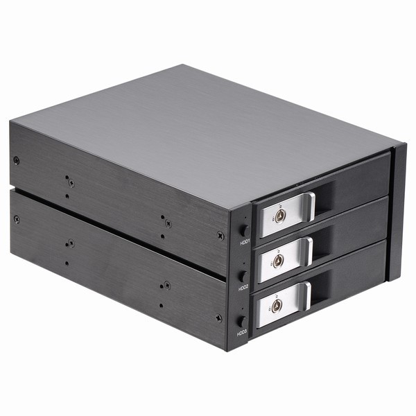 Used Aluminum High-Capacity 3-Bay Enclosure for SATA/SAS Drives Delivering Reliable Bulk Data Storage in a Compact Form