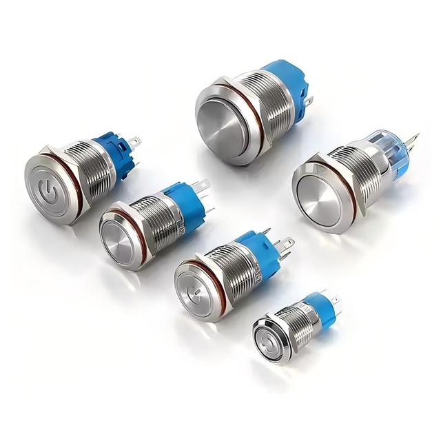 IP65 Stainless Steel Metal Push Button Switch Connector 12/16/19/22mm Waterproof Momentary Led Bi-color Tri-color Push Button