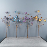 Fleur artificielle papillon en soie à branche unique pour décoration maison, mariage, hôtel, fête