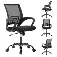 Chaise de bureau ergonomique pivotante à dossier mi-haut en maille noire réglable en hauteur, idéale pour ordinateur – Prix abordable
