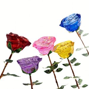 Fashionable Crystal Rose Flower Craft Gift, Perfect for Girlfriend's Birthday, Qixi Festival, and Home Decor - Product Image 5