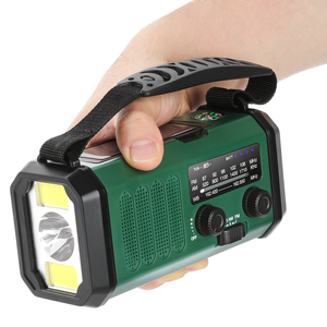 Portatile emergenza NOAA allarme meteo Radio manovella a mano AM/FM di sopravvivenza in plastica a energia solare USB caricatore torcia lampada da lettura - Product Image 1