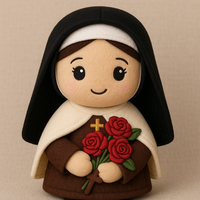 Jouet en peluche religieuse catholique personnalisé poupée en peluche Sainte Thérèse avec roses et croix OEM cadeau religieux pour l'église et l'école