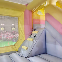 Château gonflable arc-en-ciel avec toboggan et piscine à balles pour fêtes d'enfants, événements, château rebondissant, lune gonflable