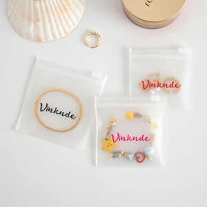 Sacs de rangement pour bijoux Vinknde, transparents, givrés, avec fermeture éclair, rectangulaires, en EVA, anti-poussière, portables pour boucles d'oreilles, bracelets - Product Image 1
