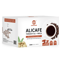 Café noir instantané aux herbes GANOHERB avec extrait de Tongkat Ali et de racine de Maca, fourniture OEM sous marque privée pour produits masculins