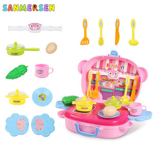 New Plastic Light Pretend Play Cooking Cutting Set Suitcase Real Simulation Home Toys Kids Kitchen Set