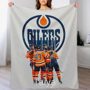 Bán buôn người bán hàng đầu oilers flannel Sherpa lông cừu thể thao Chăn cho những người đam mê thể thao - Product Image 4