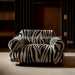 Sang Trọng Nhà Khách Sạn Sảnh Ấm Cúng Ngựa Vằn Mô Hình Ghế Sofa Đơn Ghế Bọc Phòng Khách Giọng Giải Trí Cánh Tay Ghế Cho Trang Trại - Product Image 6