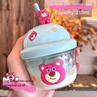Gobelet en verre Strawberry Bear avec paille ronde - Mini gobelet à lait mignon pour enfants comme coffret cadeau