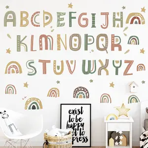Erken eğitim anaokulu alfabe çocuk odası yatak odası kendinden yapışkanlı kağıt okul bebek duvar Sticker DIY ev duvar çıkartmaları