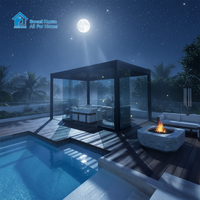 Pergola autoportante écologique Sweet Home avec toit rétractable motorisé en aluminium à lames orientables, imperméable