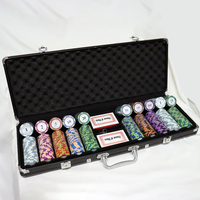 Vente en gros 500 Pc Casino Grade Play Card Dealer14G 40mm Las Vegas Clay Poker Chip Sets avec boîtier en aluminium pour la maison Game Club