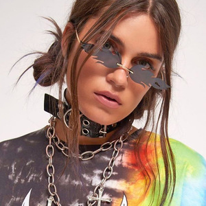 9001 Hot Sale Vintage Luxury Men Metal Sun Glasses UV400 Personality Rimless Fire Flame Mirrored <b>Sunglasses</b> Women - Product Image 2
