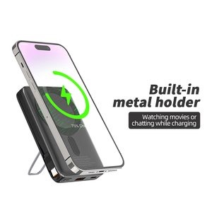 PD 22.5W 10000mAh Built in Charging Cable With <b>Ring</b> Holder Mobile Phone Outdoor Powerbank Magnetic Wireless Charging Power Bank - Product Image 3
