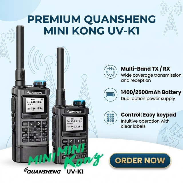 MINI KONG UV-K1 Dual Band UV-K1 with 1400mah Li-ion Battery Black or Transparent
