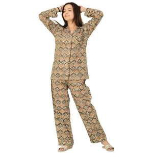 Comfortable Cotton Pajama Set Floral Printed Long Sleeve Shirt and <b>Pants</b> Lightweight Breathable Summer Sleepwear Loungewear Set - Product Image 1