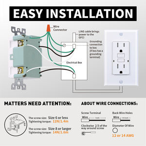 工場直送 アメリカ ドロップシップ 20アンペア <span class=keywords><strong>GFCI</strong></span>壁コンセント UL認証 自己接地型<span class=keywords><strong>GFCI</strong></span>コンセント - Product Image 6
