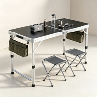 Table de repas d'extérieur moderne rectangulaire en alliage d'aluminium pliable, réglable en hauteur, légère et durable