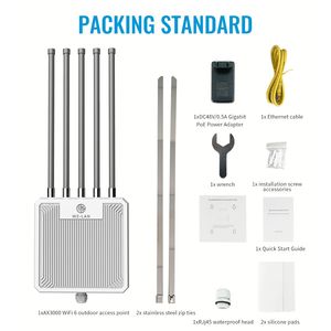 Access Point da Esterno WZ-LAN AX3000 AX1800 Dual-Band 2.4G e 5.8G con Antenne Omnidirezionali in Fibra di Vetro ad Alto Guadagno da 8dBi - Product Image 5