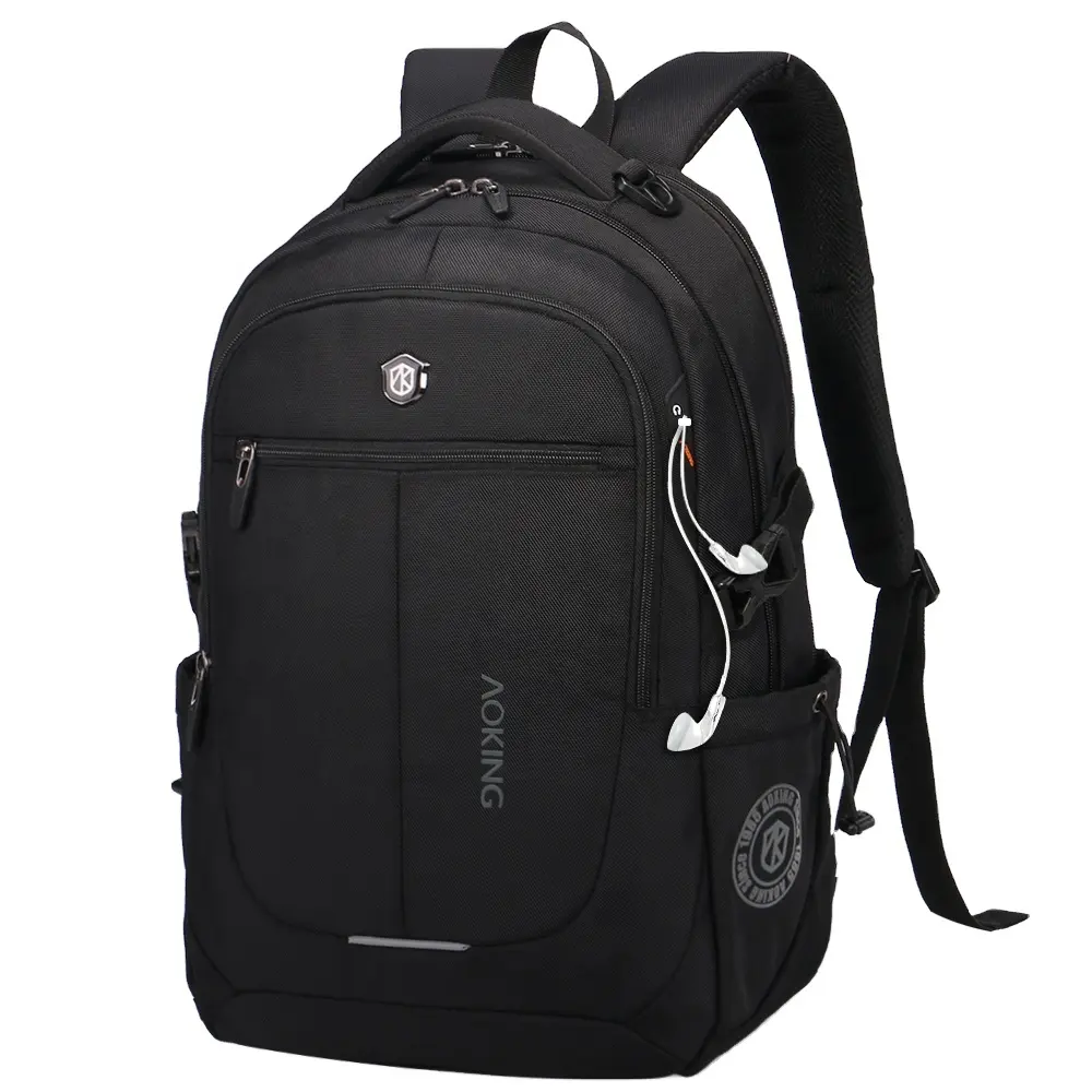 AOKING Durable backbagバッグパック男性カジュアルLightweight Waterproof mochilasリュック18.5インチ黒ラップトップバッグBackpack