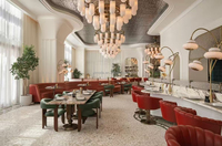 Meubles commerciaux modernes sur mesure, canapés de luxe pour café, chaises de restaurant, banquettes courbes en velours rouge pour hôtel