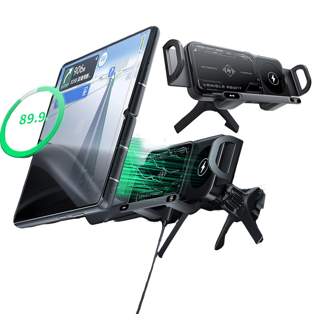 Retractable Car Phone Mount 360° Magnetic Holder Automatic Alignment Charging 15W (Max) and Stable Charging