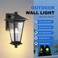 Lámpara de Pared Exterior Residencial con Clasificación IP44, Marco de Aluminio Negro, CRI 80, Lámpara de Pared Vintage para Iluminación de Puertas de Jardín