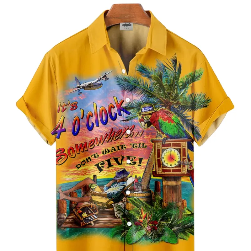 Hot Selling Men's Sublimated Polo Shirt Custom Printed Wholesale Short Sleeve Retro Street Over Printed Large Shirt