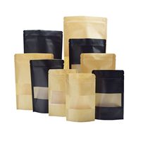 Sacs Doypack Noirs Personnalisés en Aluminium Givré Scellables à Chaud 250g 300g avec Fenêtre, Qualité Alimentaire, Lot de 100 Pièces