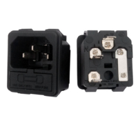 Module d'entrée d'alimentation + porte-fusible 3 broches 0717-1-PQ-2BK C14 prise de Module d'entrée FUSE simple 10A 250V prises électriques deux en un