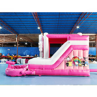 Château gonflable rose pour enfants avec piscine pour la location, certifié EN14960