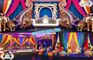 Decoración de Escenario para Sangeet Punjabi, Accesorios Elegantes para Bodas, Diseño de Escenario para Mehndi/Sangeet, Decoración de Escenario para Bodas Punjabi, Último Diseño de Decoración para Mehndi - Product Image 6