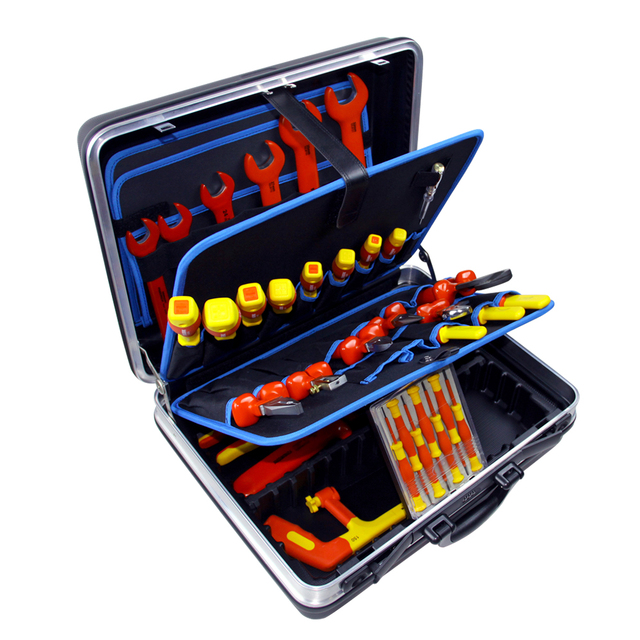 99LB101 48PCS VDE Insulated Tool Set 1000V IEC 60900 Wrench Plier Screwdriver Insulated Tool Set in Suitcase for Electricians