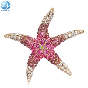 Broches de aleación de estrella de mar de animales hechos a mano con diamantes de imitación para niños, decoración de ropa para damas, regalos de joyería para festivales, espectáculo de fiesta DIY - Product Image 4