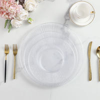 Assiettes rondes en plastique transparent design Assiette ronde décorative pour fête de mariage Assiette de présentation en plastique
