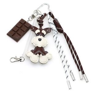DIY Luxury Cartoon Schnauzer PU Leather Car Keychain for Women's Handbag High Quality Dog <b>Bag</b> <b>Charms</b> - Product Image 4