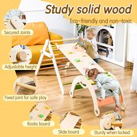 Fabricants en bois 3-en-1 bébé triangle jungle gym jouet aire de jeux intérieure avec arc-en-ciel chaise berçante