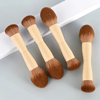 Kuas Makeup Sintetis Dua Sisi untuk Menghapus Bedak Wajah, Dapat Diisi Ulang, untuk Contour, Krim, Blush On, Foundation, dan Concealer