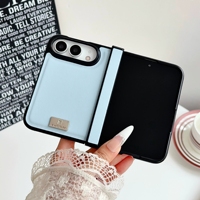 Coque arrière rigide en cuir végétalien simple pour iPhone Duo avec protection de charnière
