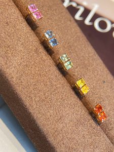 Xinfly 18K Gold Classic 0.5CT Colorful Sapphire <b>Stud</b> <b>Earrings</b> Women's Gift Hot Sale <b>Fine</b> Jewelry Custom - Product Image 2