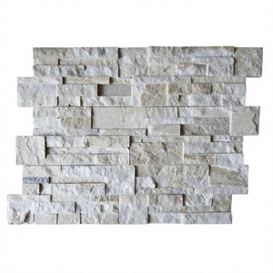 Carrelage mural en pierre naturelle ardoise jaune et blanche 18x35 cm avec emboîtement pour cheminée de villa moderne, résistant aux acides - Product Image 4